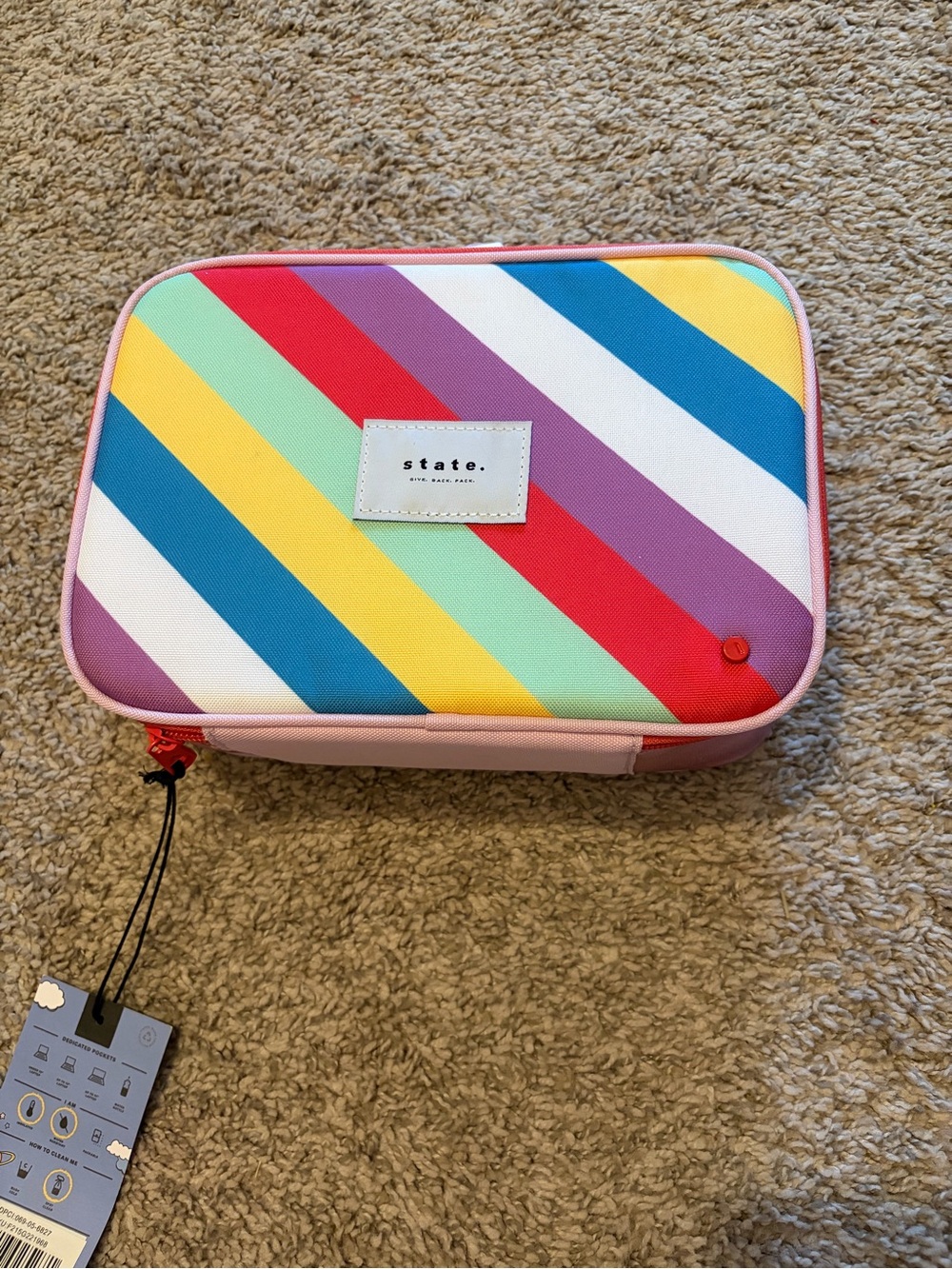 STATE Multicolor Diagonal Stripe Travel Pouch